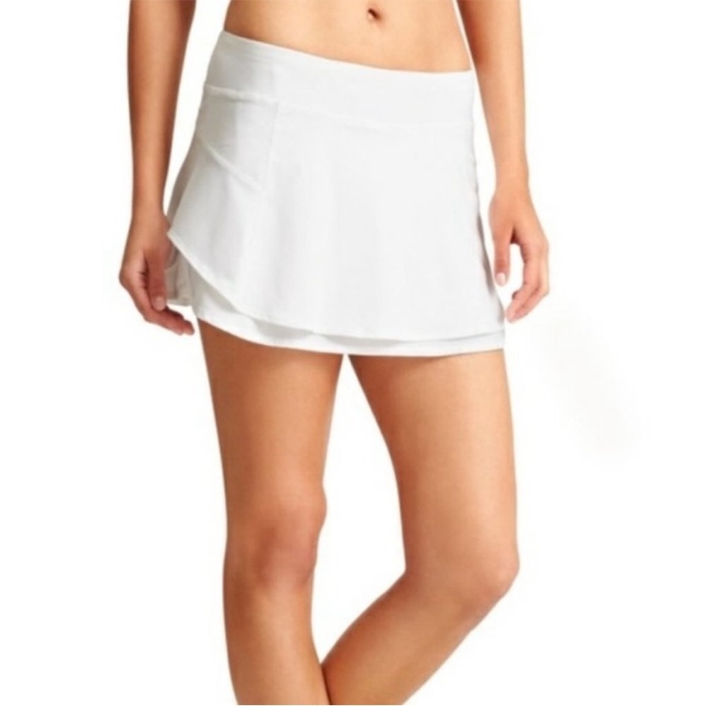 Athleta Bustle Skort White Active Style 489449 Athletic Pickleball Skirt Sz L